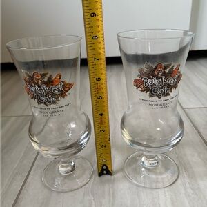 Two Orlando Rainforest Cafe Drinking Glass ~ 8" Tall - MGM grand Las Vegas